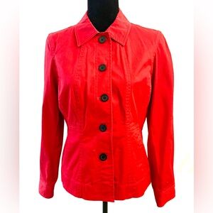 Jones New York Vibrant Red Signature Stretch Button Down Jacket